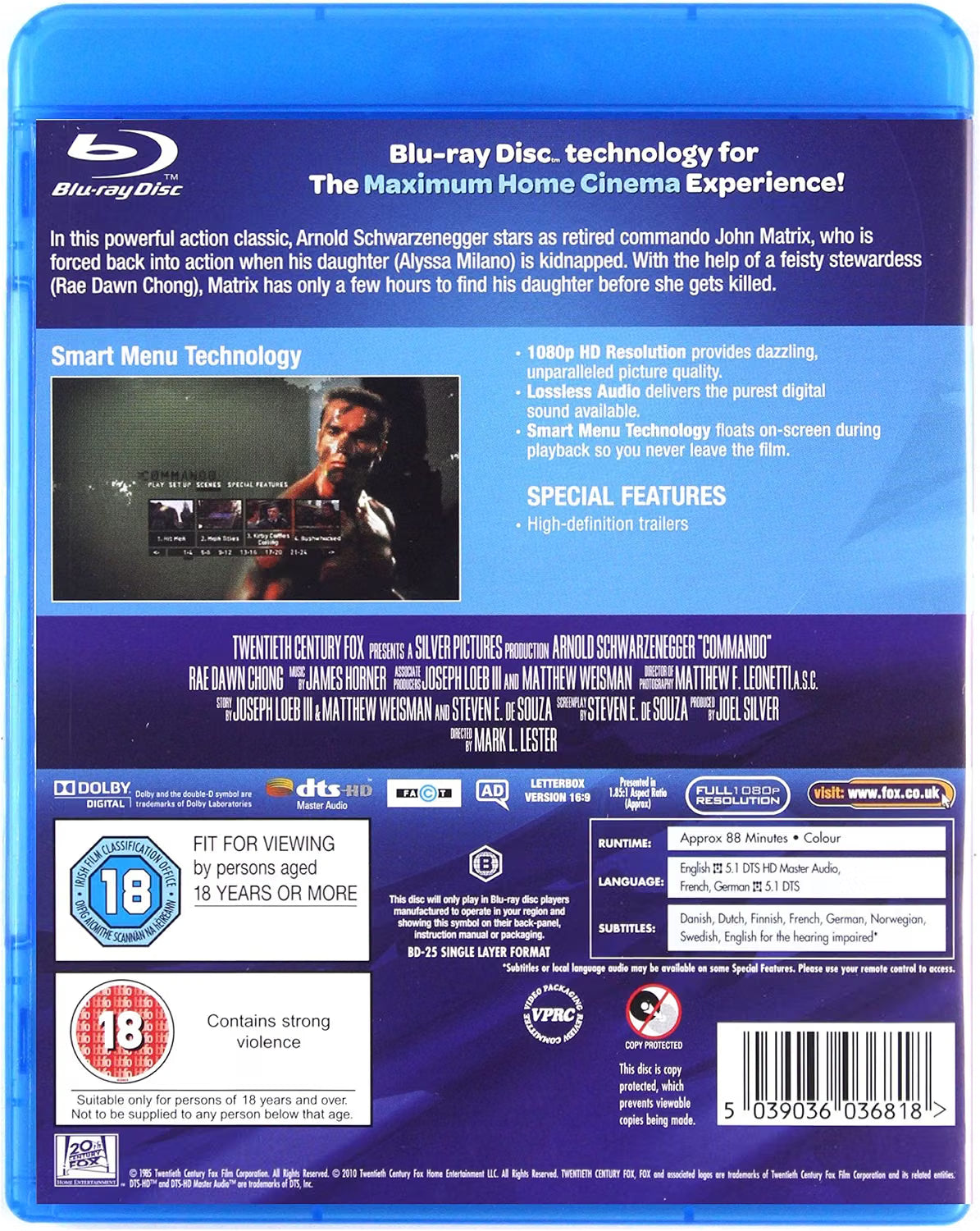 Commando – Blu-ray Action Arnold Schwarzenegger Mark L Lester 20th Century Fox