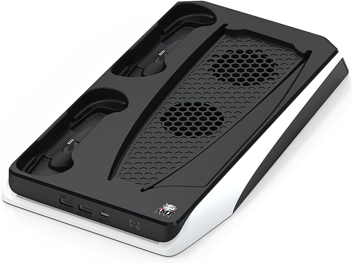 Imp Gaming DLX Twin Charging Tower Inc Cooling Fans & Game Storage Stand –