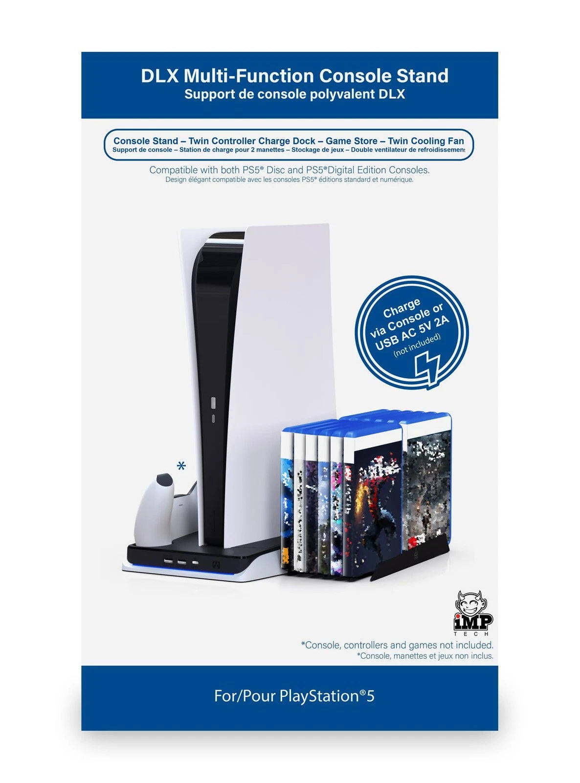 Imp Gaming DLX Twin Charging Tower Inc Cooling Fans & Game Storage Stand –
