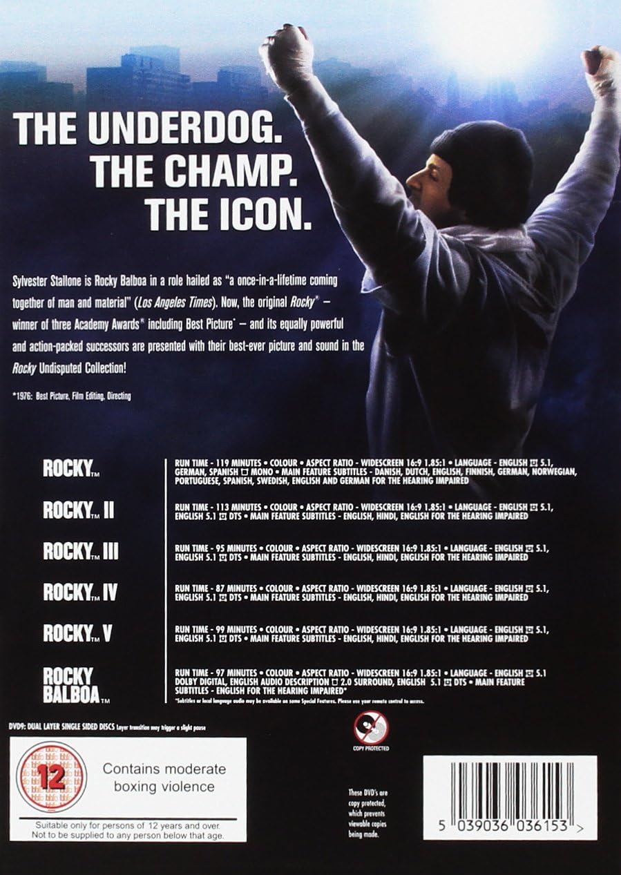 Rocky The Undisputed Collection DVD Box Set 6 Films Sylvester Stallone Boxing