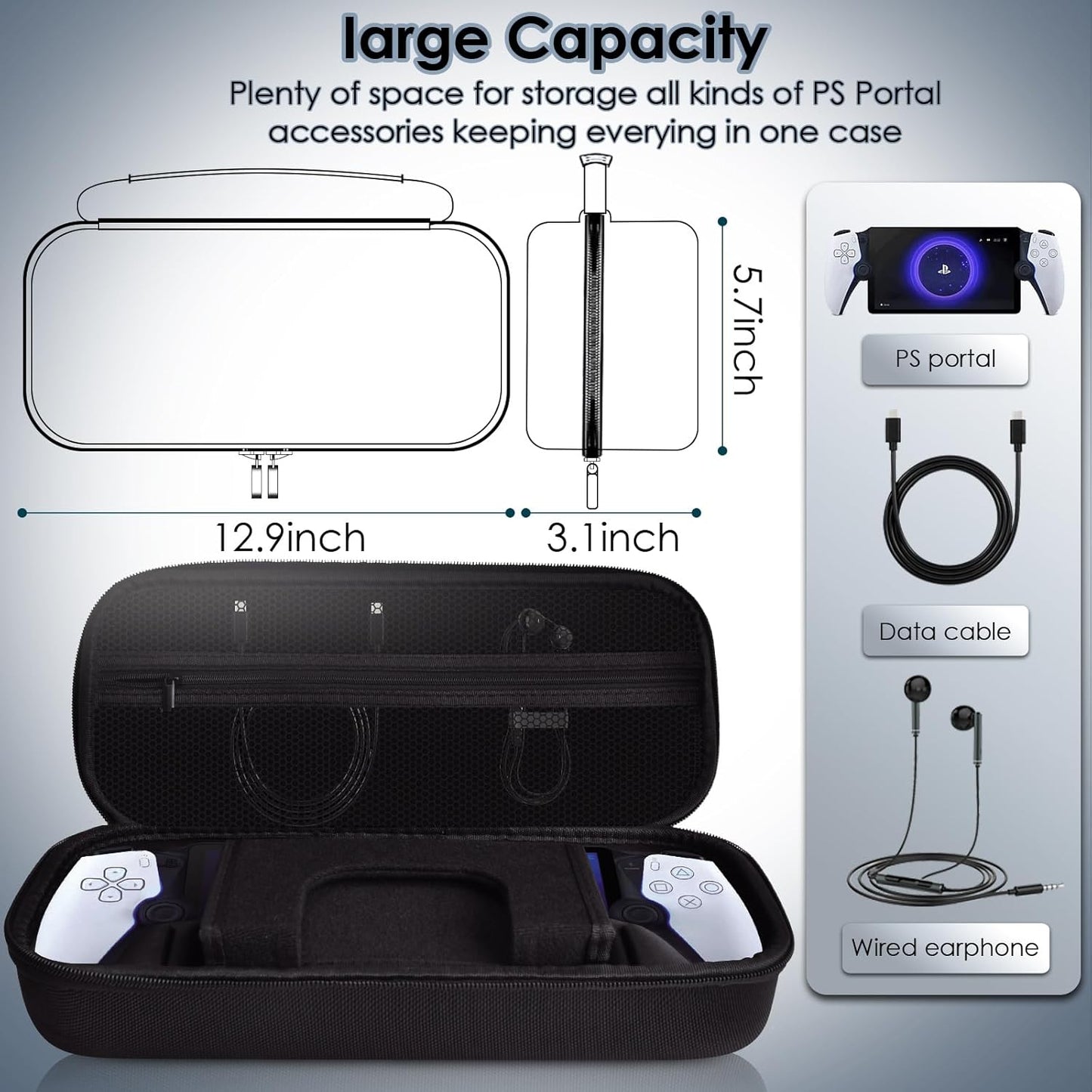 IUHOZI PS Portal Carrying Case, Hard Eva Shell Compatible with PlayStation