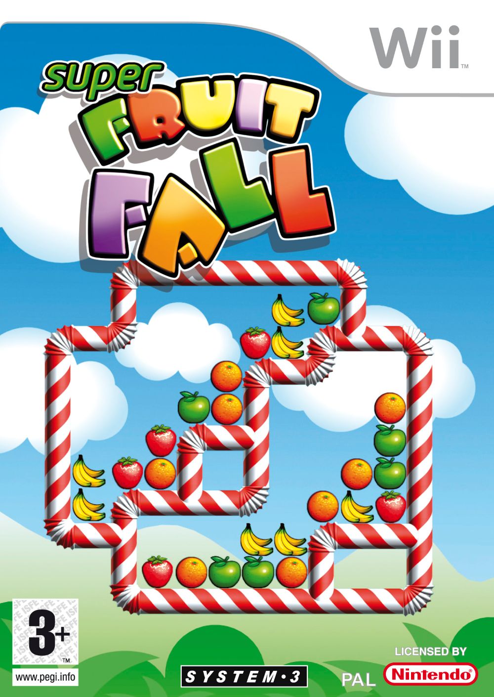 Super Fruit Fall Nintendo Wii Puzzle Game Family Brain Challenge System 3 2006