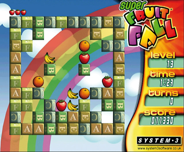 Super Fruit Fall Nintendo Wii Puzzle Game Family Brain Challenge System 3 2006