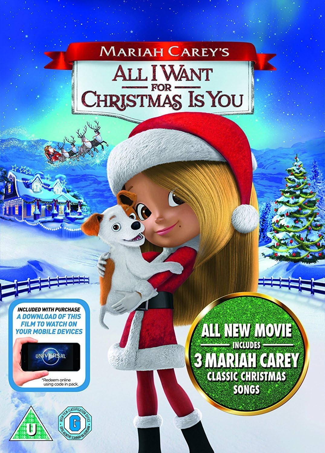 Mariah Carey All I Want for Christmas Is You DVD Animated Family Film Card Sleeve