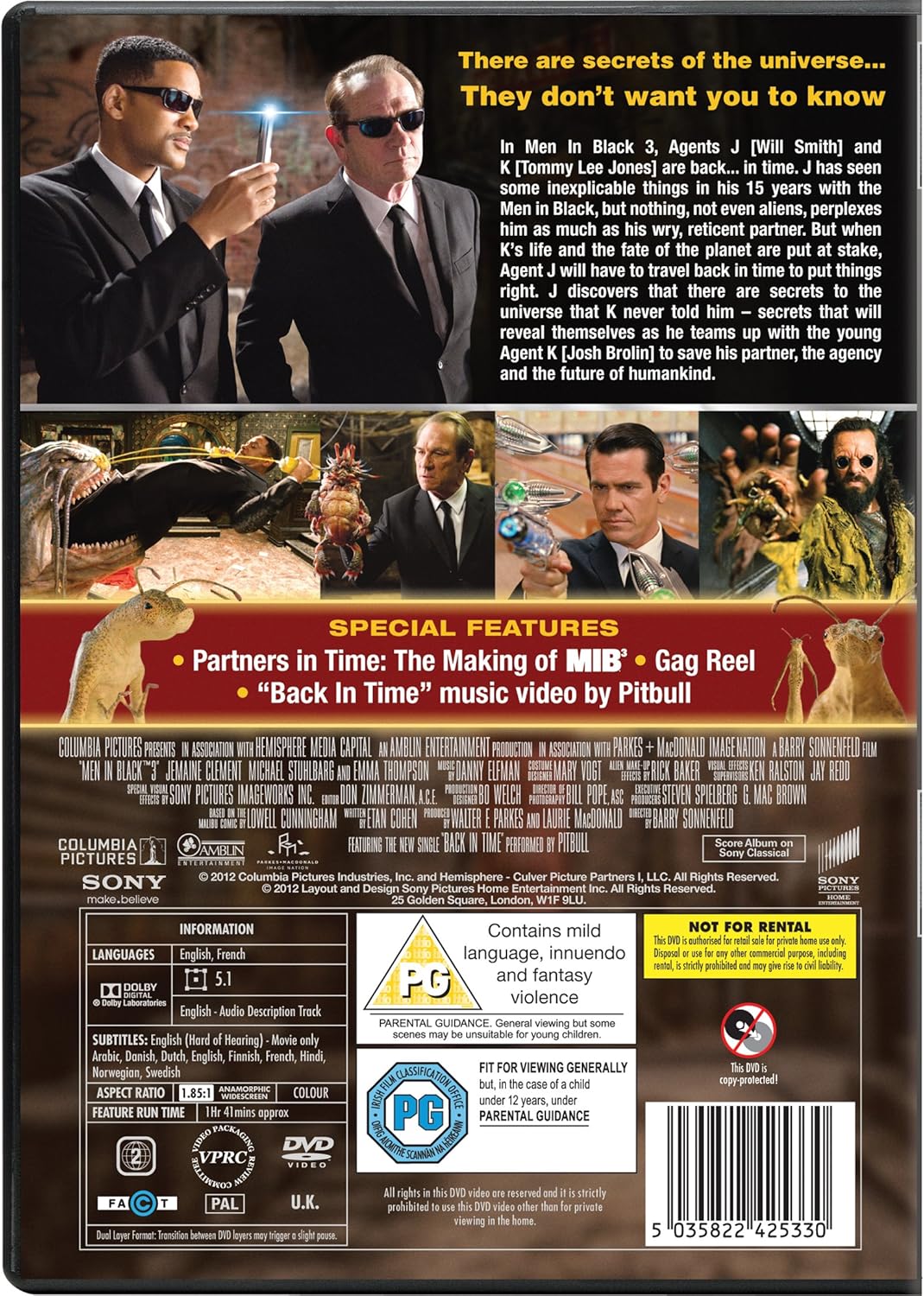 Men in Black 3 – DVD Sci-Fi Comedy Film Sony Pictures