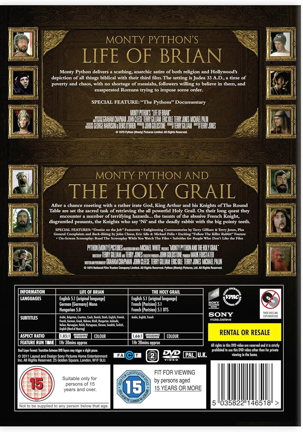 Monty Python And The Holy Grail & Life of Brian – DVD Comedy Film Double Pack