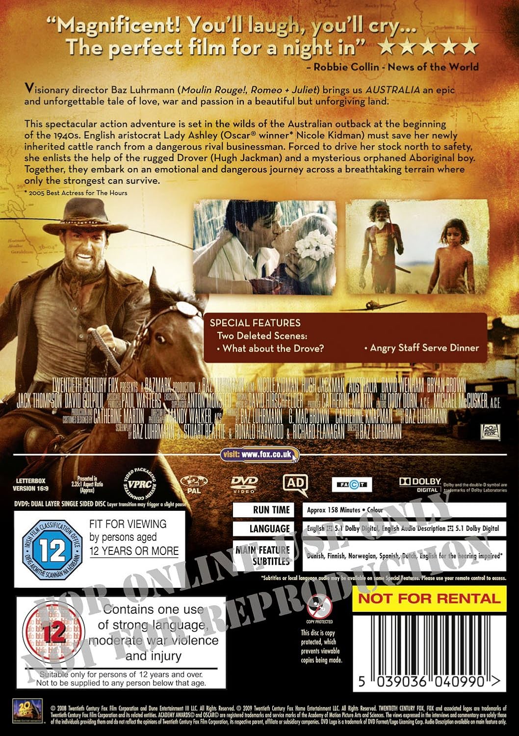 Australia – DVD Epic Romance Drama Film Baz Luhrmann