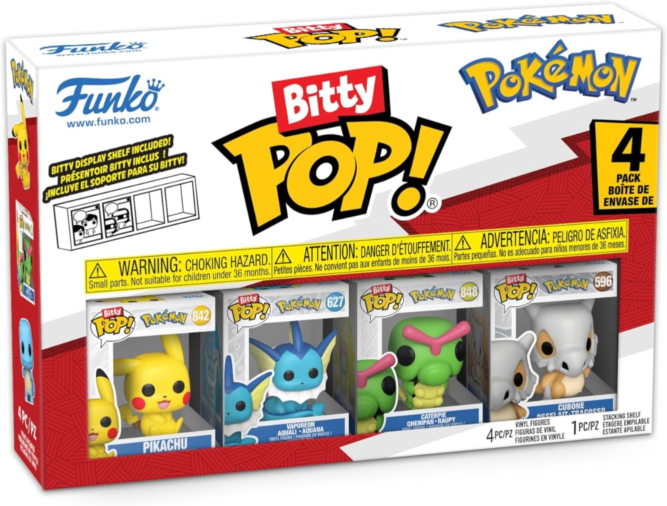 Funko Bitty POP Pokemon 4 Pack Pikachu Vaporeon Caterpie Cubone 0.9 Inch Figures