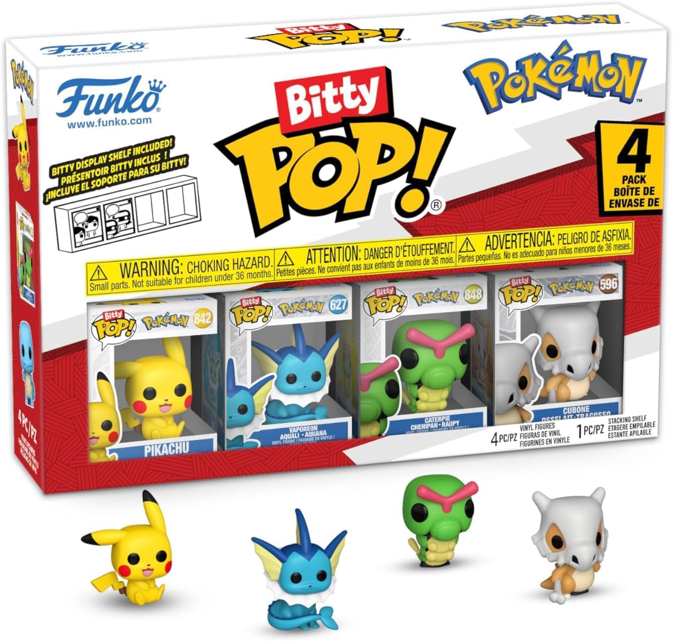 Funko Bitty POP Pokemon 4 Pack Pikachu Vaporeon Caterpie Cubone 0.9 Inch Figures
