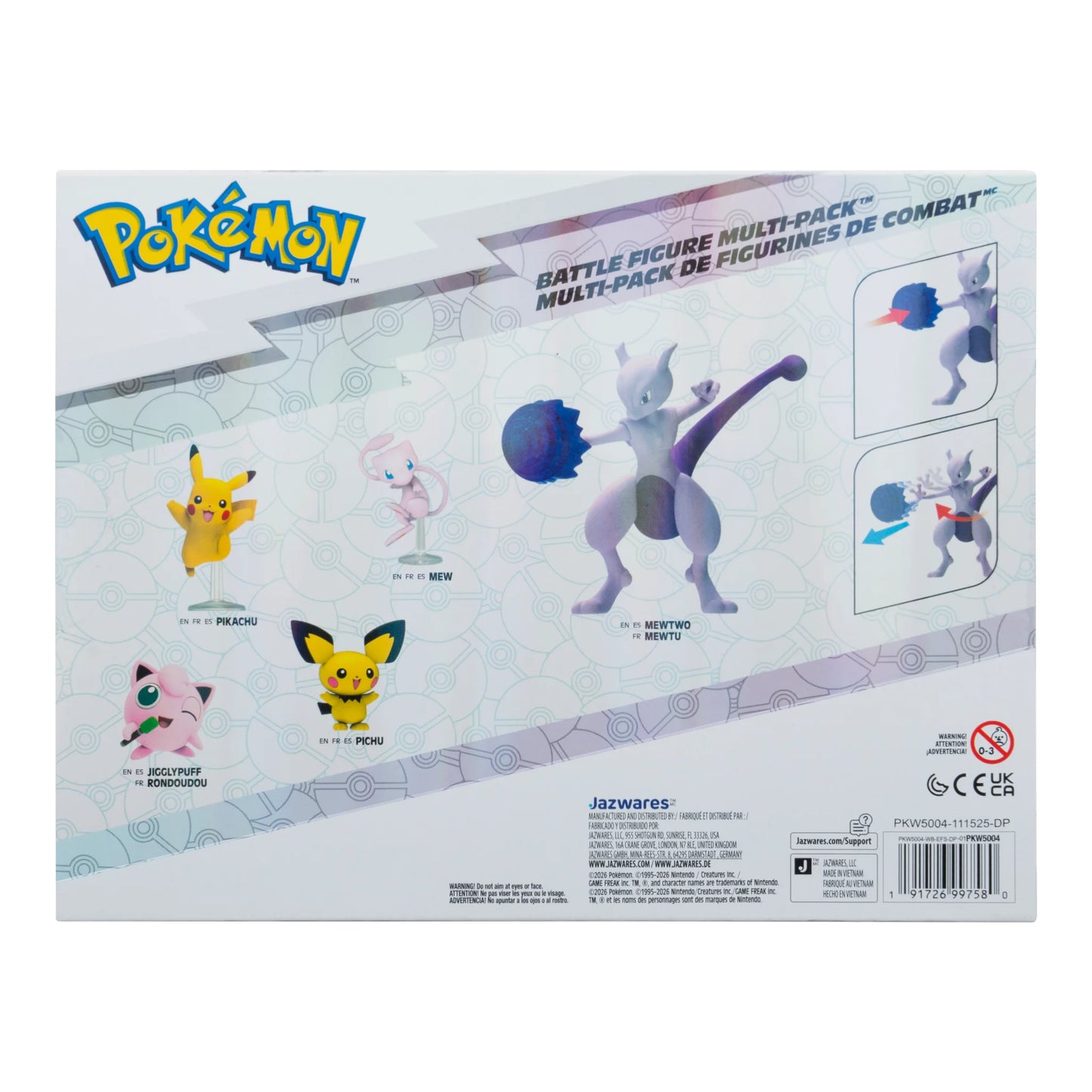 Pokemon Battle Figure 5 Pack 4.5 Inch Mewtwo Plus Four 2 Inch Battle Figures Jazwares