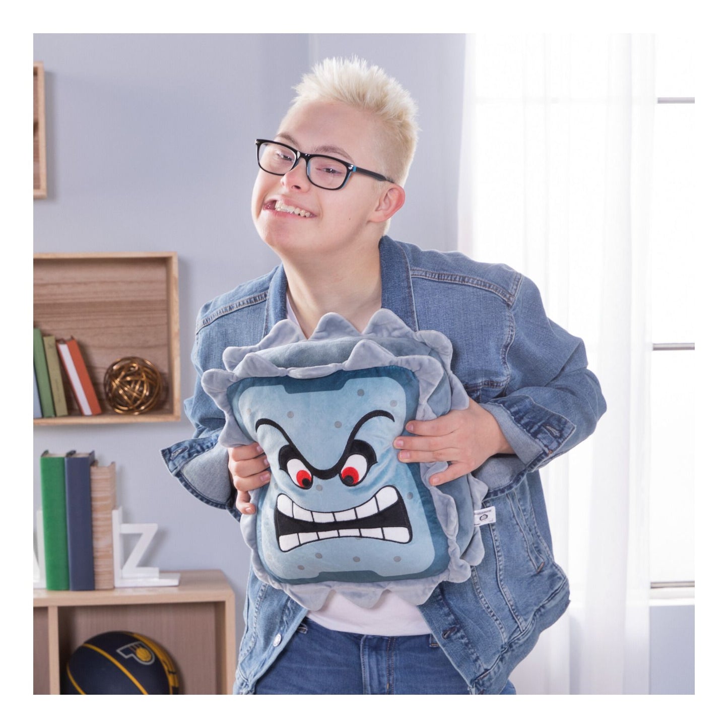 Mocchi Super Mario Thwomp Mega Plush – Large Soft Toy